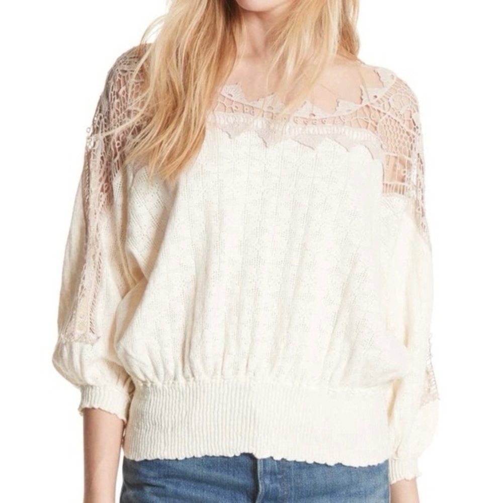 SOLD—-FREE PEOPLE Love Lace Sweater